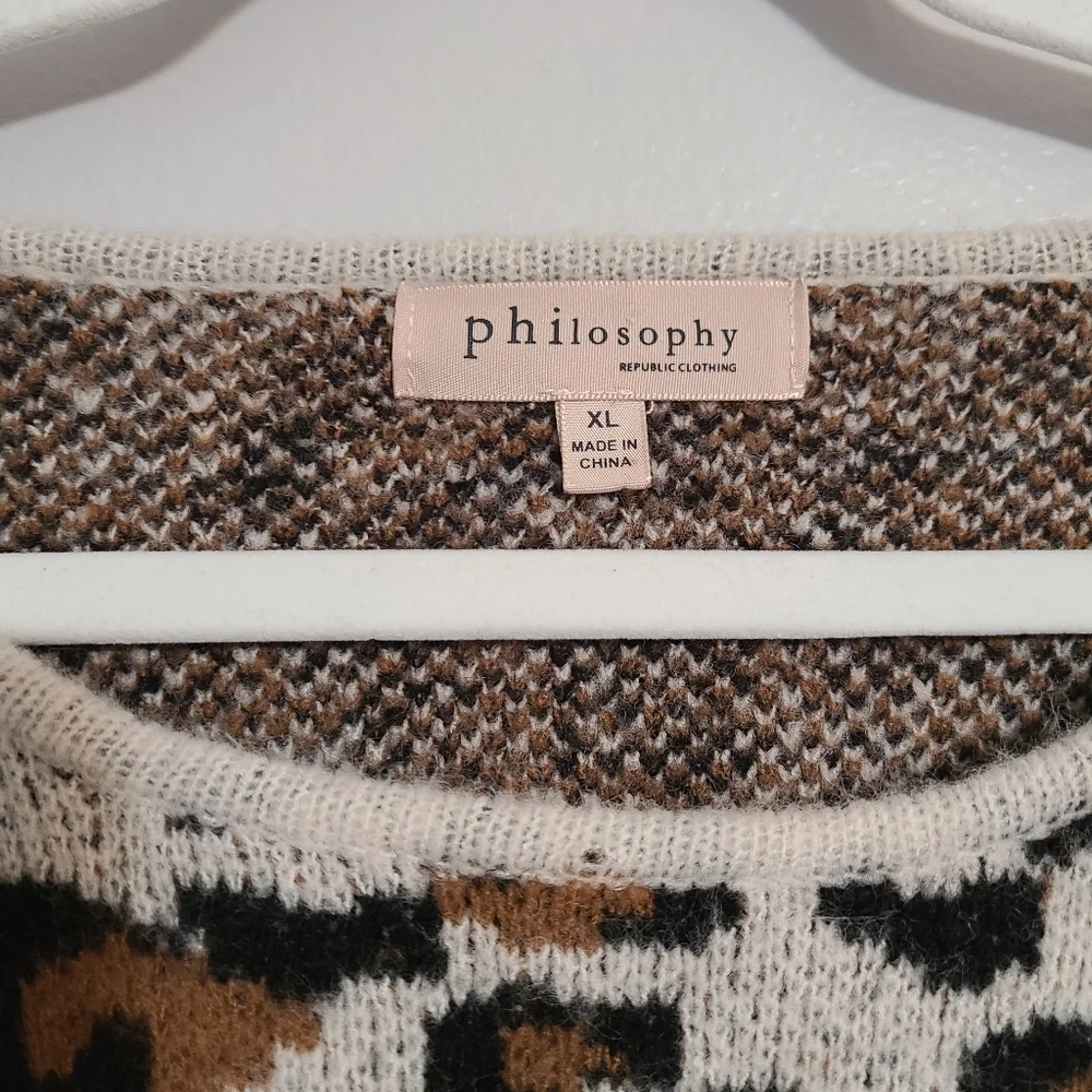 Philosophy Oversized Cozy Animal Print Pullover Sweater XL
